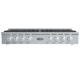 48 in Gas Range-Top with 8 Sealed Italian Burners and Stainless-Steel Stovetop Knobs.